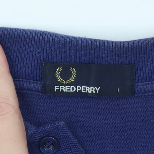 Fred Perry Men's Blue Cotton Polo Shirt L Short Sleeve Classic Fit