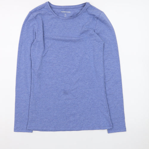 Dunnes Stores Women’s Blue Long Sleeve Basic Cotton T-Shirt Size 8