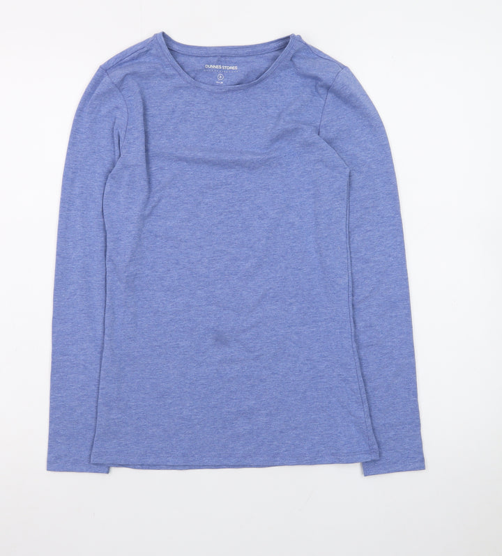 Dunnes Stores Women’s Blue Long Sleeve Basic Cotton T-Shirt Size 8