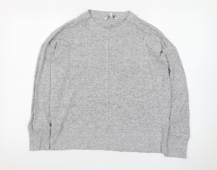 Next Women’s Grey Knit Long Sleeve Crew Neck Basic Top Size 14P