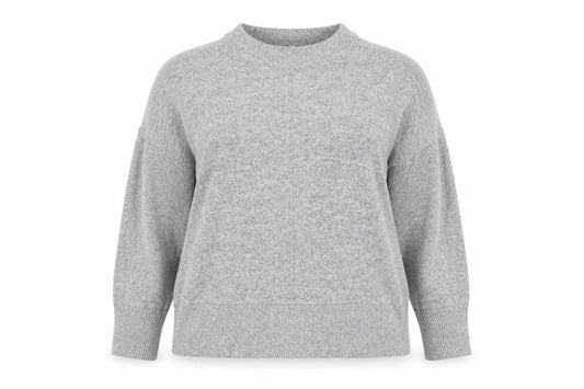 Front view of Next Women’s Grey Knit Long Sleeve Crew Neck Basic Top Size 14P