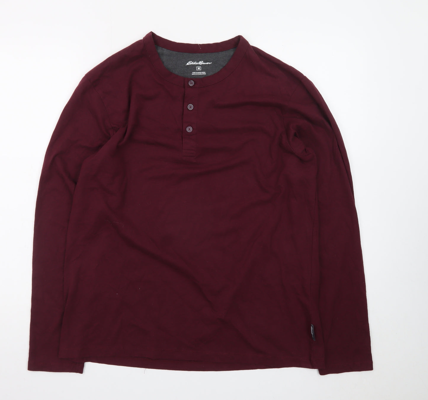 Eddie Bauer Men’s Red Long Sleeve Henley T-Shirt Size M Cotton Blend
