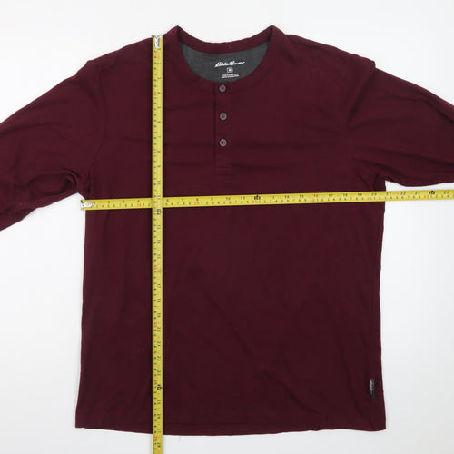 Eddie Bauer Men’s Red Long Sleeve Henley T-Shirt Size M Cotton Blend