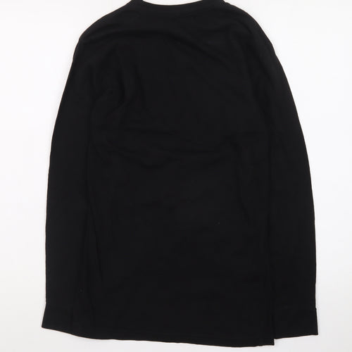 Eight Men's Black Long Sleeve Rose Embroidered Cotton T-Shirt Size S