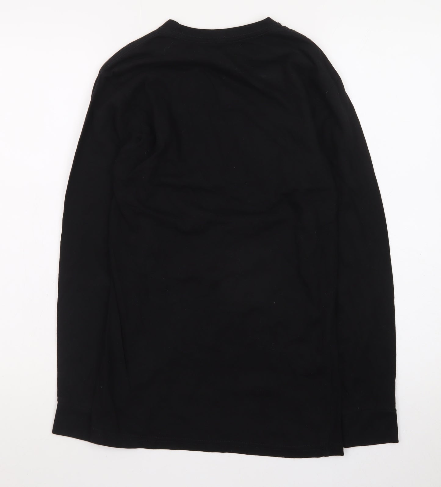 Eight Men's Black Long Sleeve Rose Embroidered Cotton T-Shirt Size S