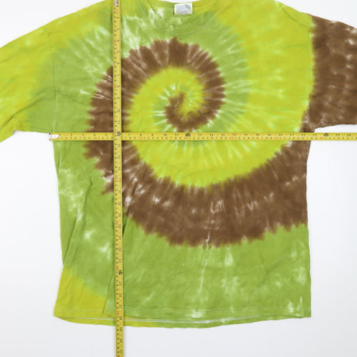 Hanes Heavyweight Men's XL Tie-Dye Long Sleeve T-Shirt Green Brown Retro