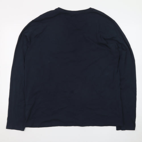 La Redoute Collections Men’s Blue 2XL Long Sleeve Cotton T-Shirt