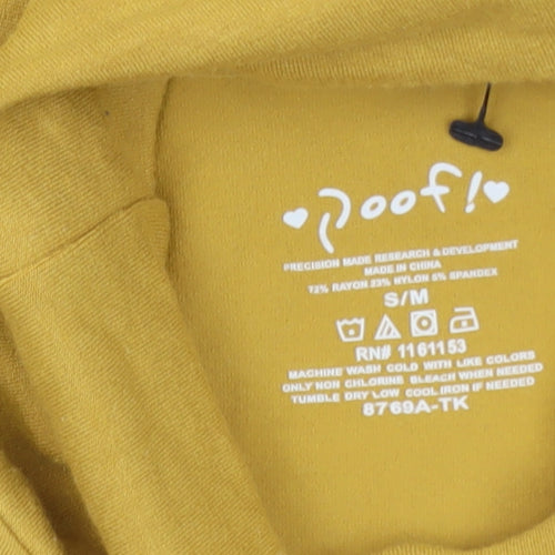 Poof! Women's Yellow Roll Neck Long Sleeve Stretch Top Size S