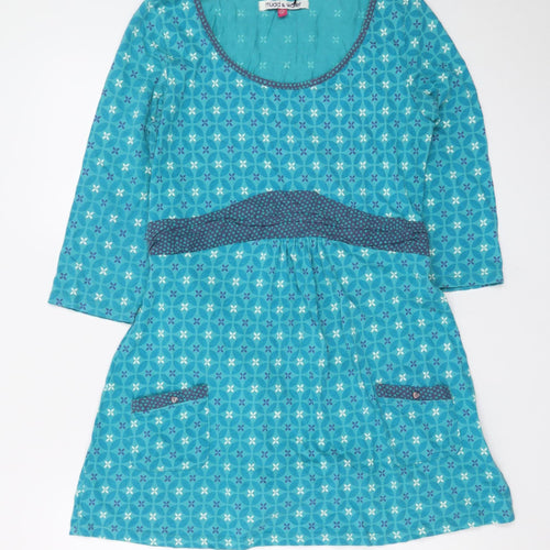 Mudd & Water Women’s Blue Geometric A-Line Cotton Dress Size 12