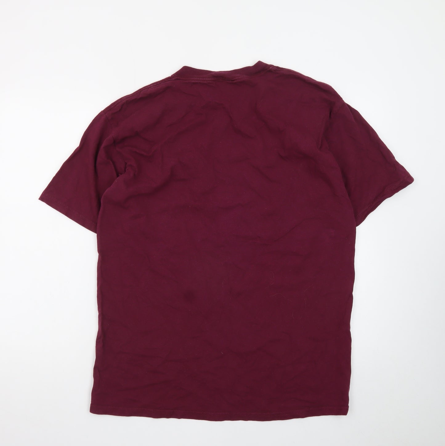 Bellagio Men's Red Embroidered Crew Neck Cotton T-Shirt L