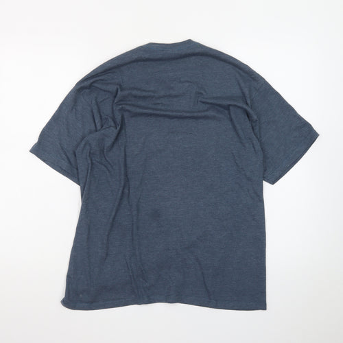 Volcom Men's Blue Graphic Logo Crew Neck Cotton Blend T-Shirt Size L