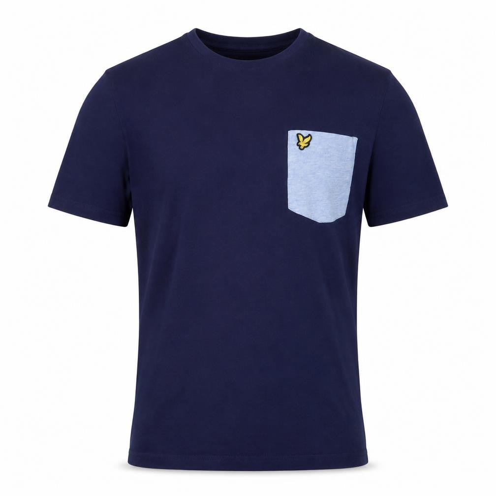 Lyle & Scott Men's Blue Colourblock Pocket Cotton T-Shirt Size S