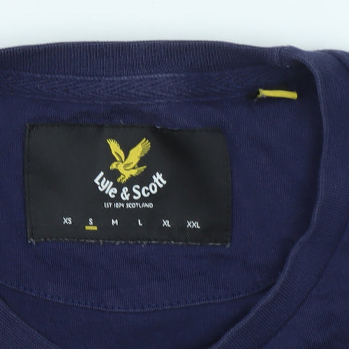 Lyle & Scott Men's Blue Colourblock Pocket Cotton T-Shirt Size S
