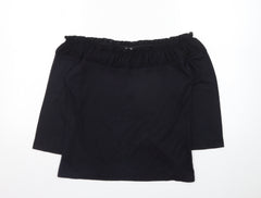Raspberry Collection Women Black Off Shoulder 3/4 Sleeve Tunic Blouse Size 14