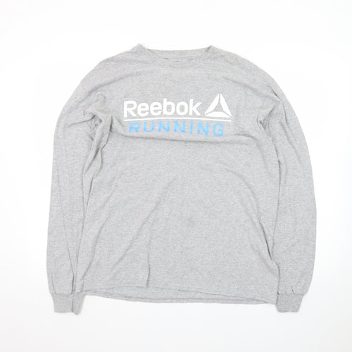 Reebok Men's Grey Long Sleeve Running T-Shirt Size L