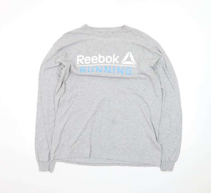 Reebok Men's Grey Long Sleeve Running T-Shirt Size L