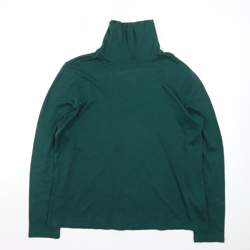 L.L.Bean Men's Green XL Roll Neck Long Sleeve Cotton T-Shirt