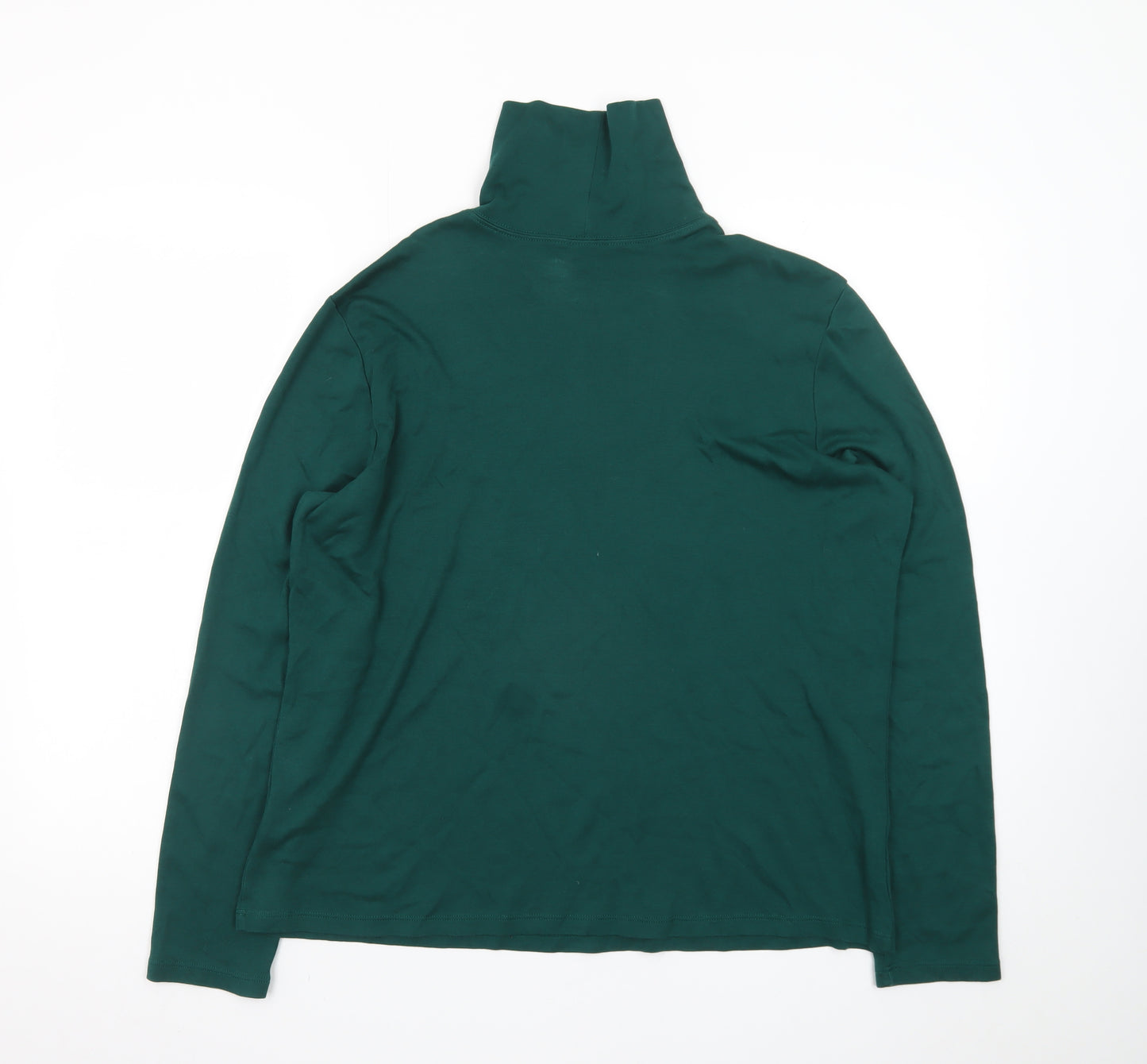 L.L.Bean Men's Green XL Roll Neck Long Sleeve Cotton T-Shirt