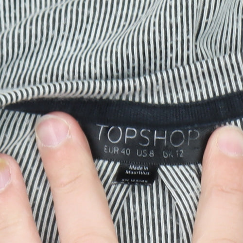 Topshop Women’s Grey Cotton Shift Dress Size 12 Long Sleeve