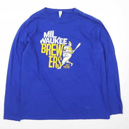 Port & Company Men's Blue Milwaukee Brewers Long Sleeve T-Shirt XL