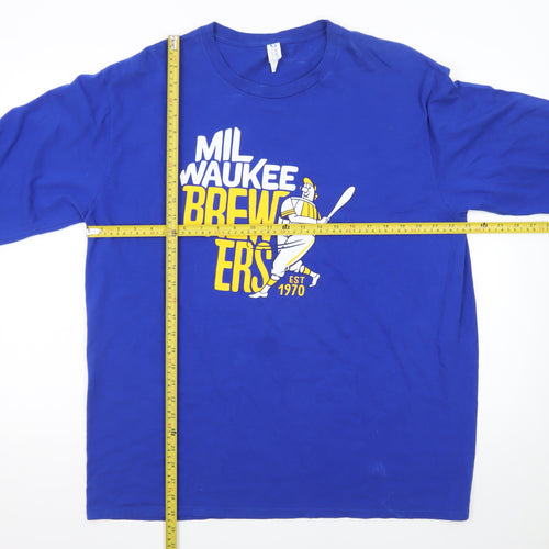 Port & Company Men's Blue Milwaukee Brewers Long Sleeve T-Shirt XL
