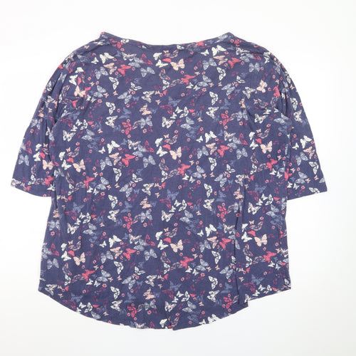 Yours Womens Blue Butterfly Print Short Sleeve Tunic Blouse Size 22