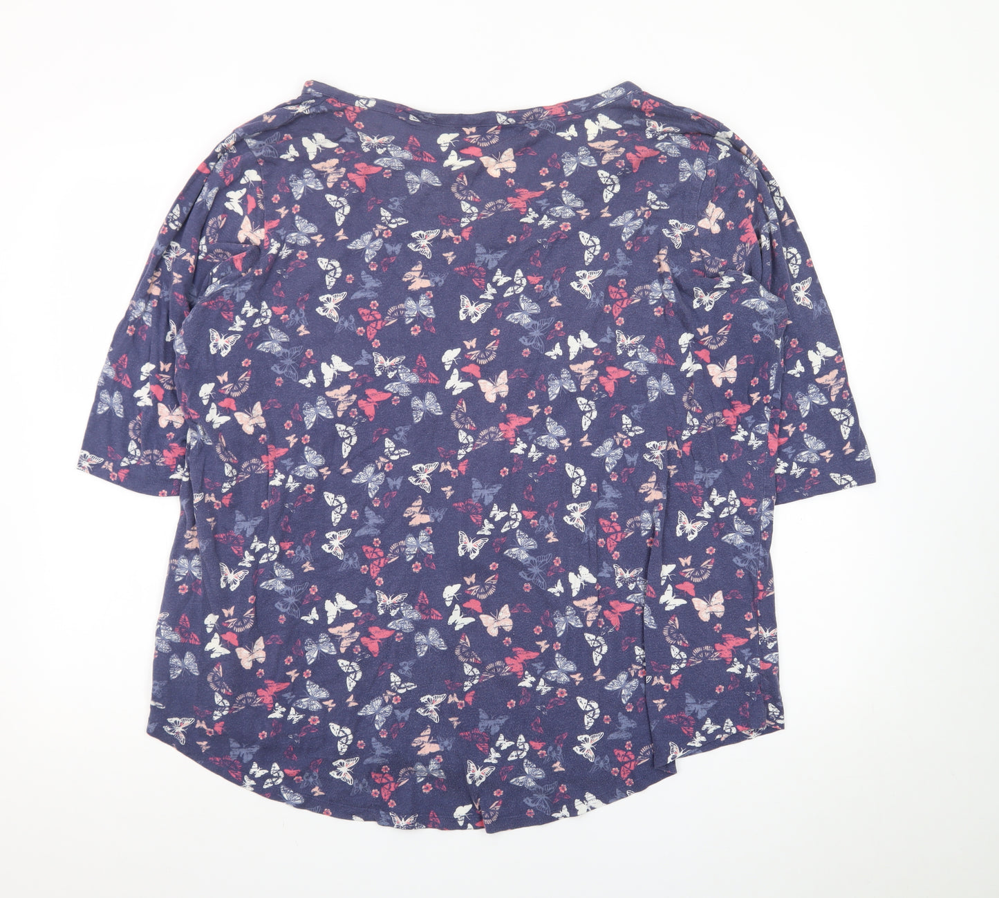 Yours Womens Blue Butterfly Print Short Sleeve Tunic Blouse Size 22