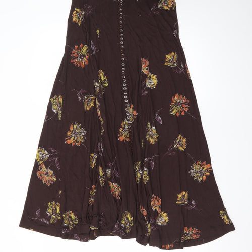 Dorothy Perkins Women’s Brown Floral A-Line Midi Skirt UK 14