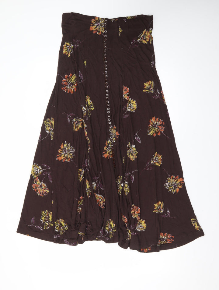 Dorothy Perkins Women’s Brown Floral A-Line Midi Skirt UK 14
