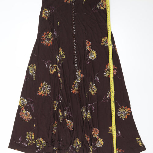Dorothy Perkins Women’s Brown Floral A-Line Midi Skirt UK 14