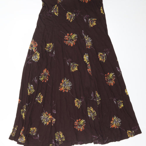Dorothy Perkins Women’s Brown Floral A-Line Midi Skirt UK 14