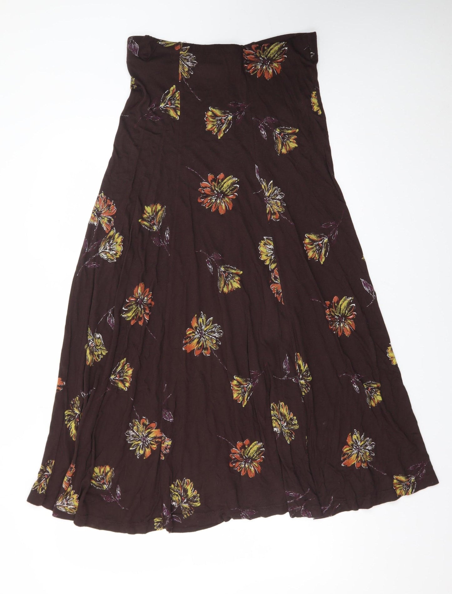 Dorothy Perkins Women’s Brown Floral A-Line Midi Skirt UK 14