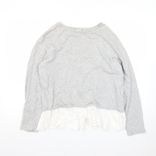 JDY Women's Grey Ruffle Hem Long Sleeve Tunic Blouse Size M
