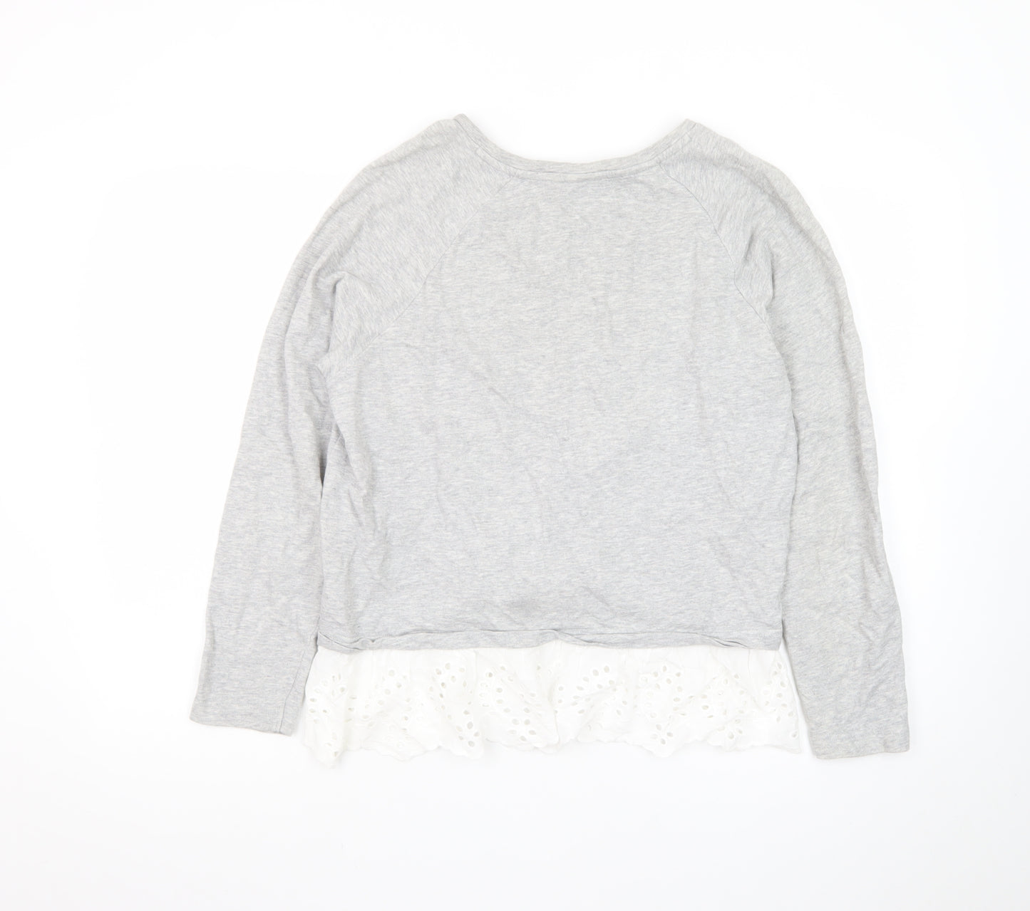 JDY Women's Grey Ruffle Hem Long Sleeve Tunic Blouse Size M