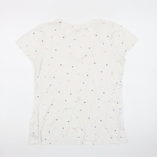 GAP Women's White Star Print V-Neck Cotton T-Shirt Size M