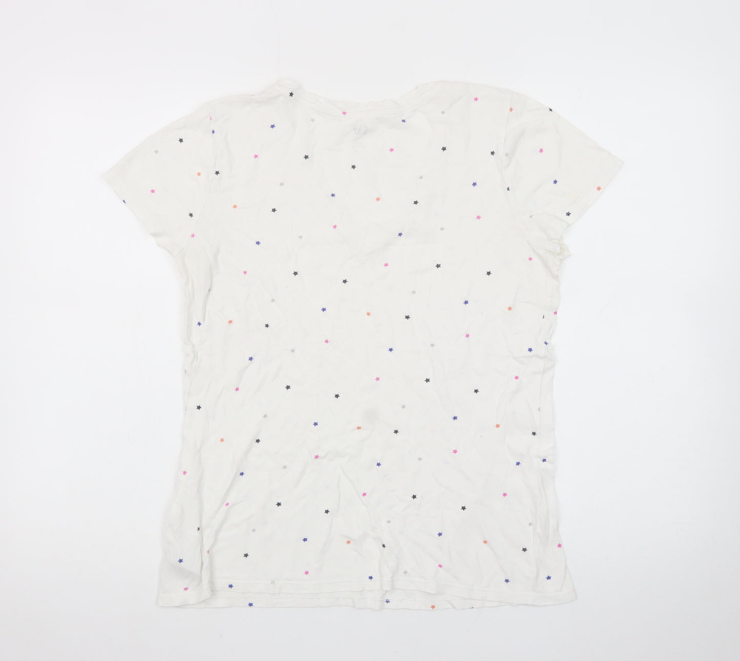 GAP Women's White Star Print V-Neck Cotton T-Shirt Size M
