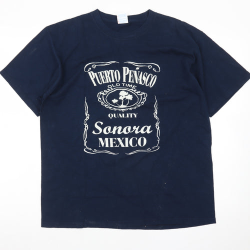 Yazbek Men's Blue Puerto Peñasco Mexico Heavyweight Cotton T-Shirt L