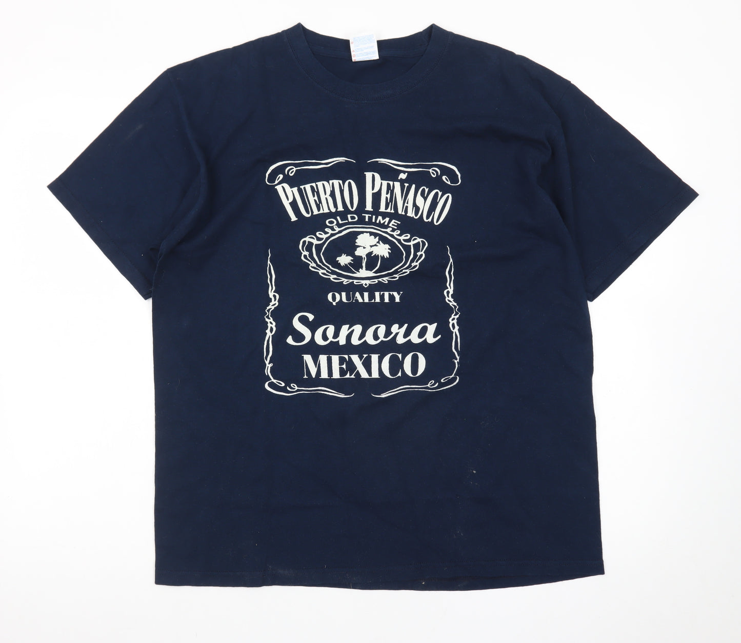 Yazbek Men's Blue Puerto Peñasco Mexico Heavyweight Cotton T-Shirt L