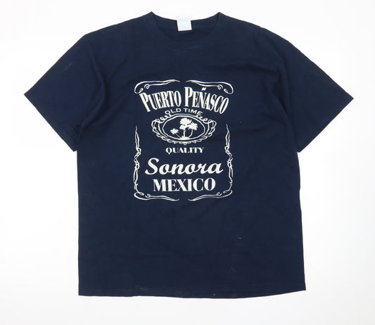 Yazbek Men's Blue Puerto Peñasco Mexico Heavyweight Cotton T-Shirt L