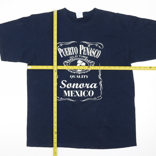 Yazbek Men's Blue Puerto Peñasco Mexico Heavyweight Cotton T-Shirt L