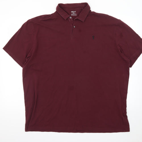 Next Men's Burgundy 3XL Cotton Stretch Short Sleeve Polo Shirt