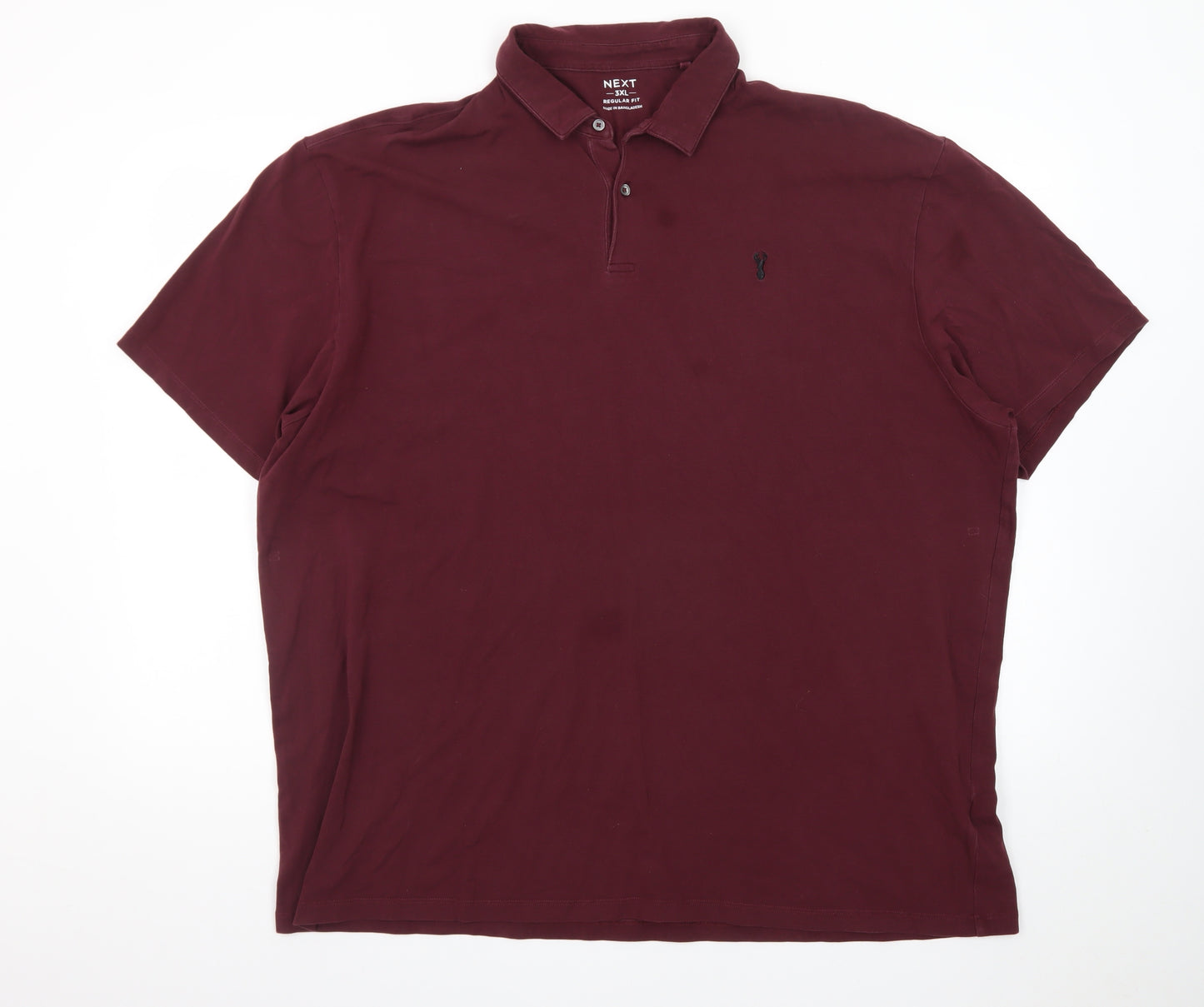 Next Men's Burgundy 3XL Cotton Stretch Short Sleeve Polo Shirt