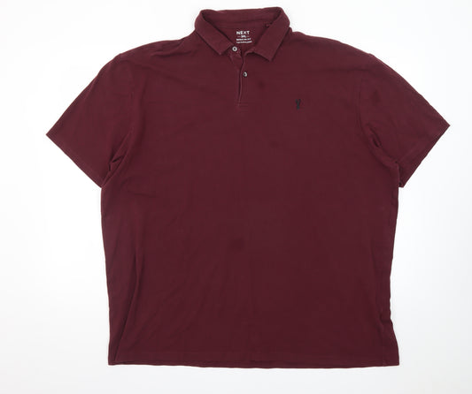 Next Men's Burgundy 3XL Cotton Stretch Short Sleeve Polo Shirt