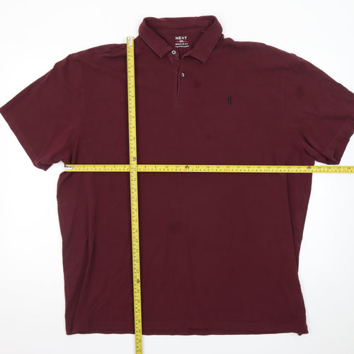 Next Men's Burgundy 3XL Cotton Stretch Short Sleeve Polo Shirt