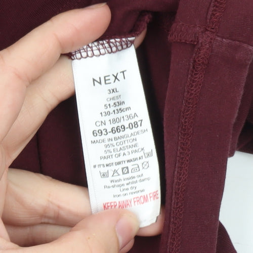 Next Men's Burgundy 3XL Cotton Stretch Short Sleeve Polo Shirt