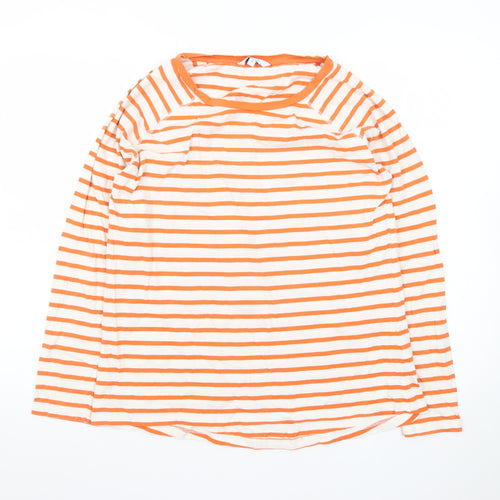 Next Women’s Orange White Striped Long Sleeve Cotton T-Shirt Size 14