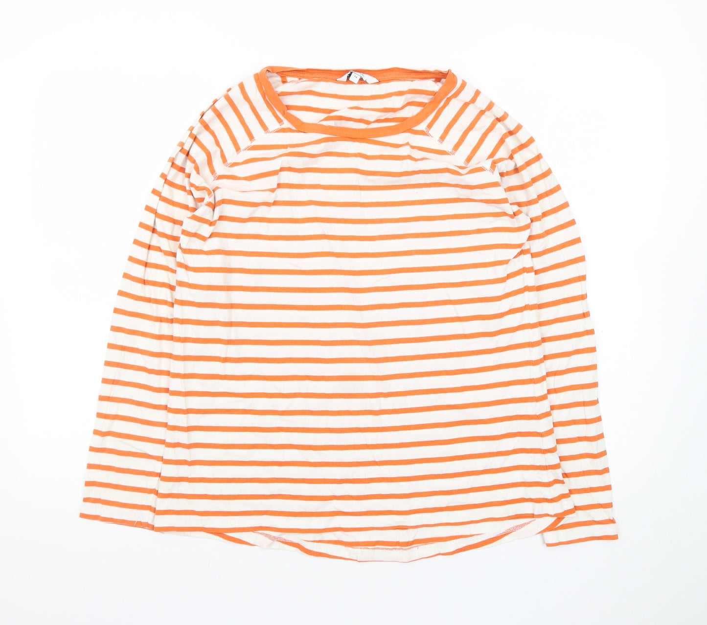 Next Women’s Orange White Striped Long Sleeve Cotton T-Shirt Size 14