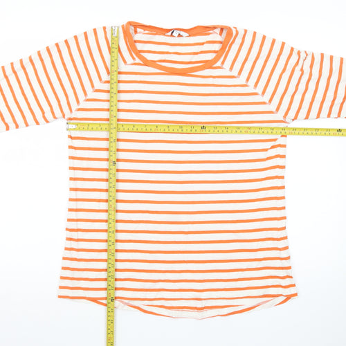 Next Women’s Orange White Striped Long Sleeve Cotton T-Shirt Size 14