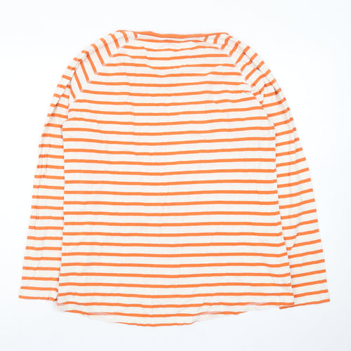 Next Women’s Orange White Striped Long Sleeve Cotton T-Shirt Size 14