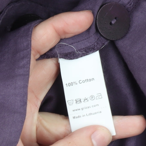 Grizas Women Purple Cotton Hooded Long Parka Coat Size M